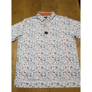 Deolax Polo Shirt Mens Large All Over Print Golf Performance Stretch Golfer